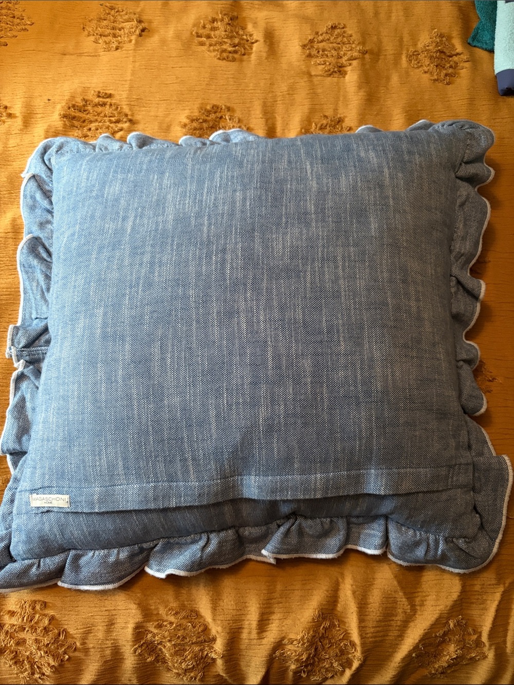 Magaschoni Blue textured decorative pillow.